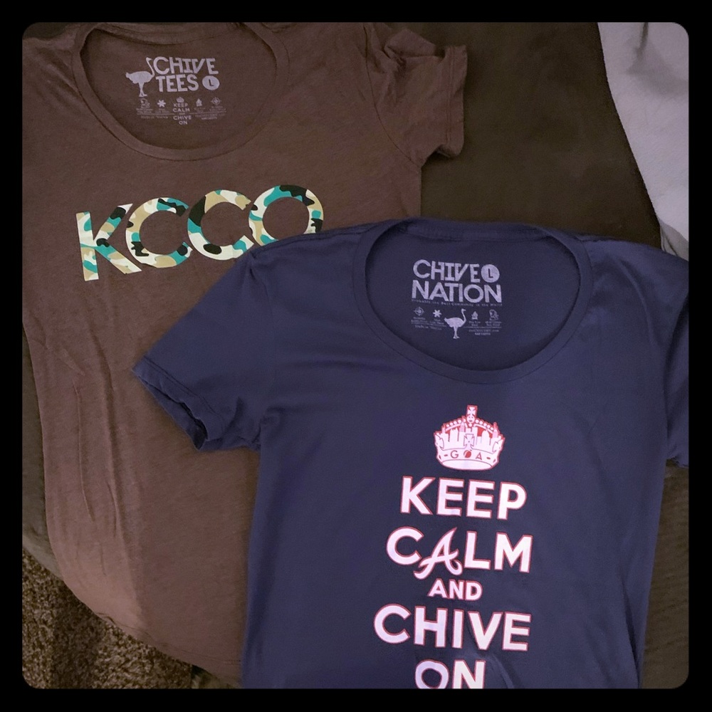 2 Women’s KCCO Keep calm and chive on T-shirts